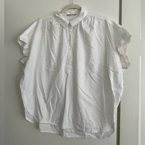 Madewell White Cotton Short-Sleeve Button-Front Casual Shirt